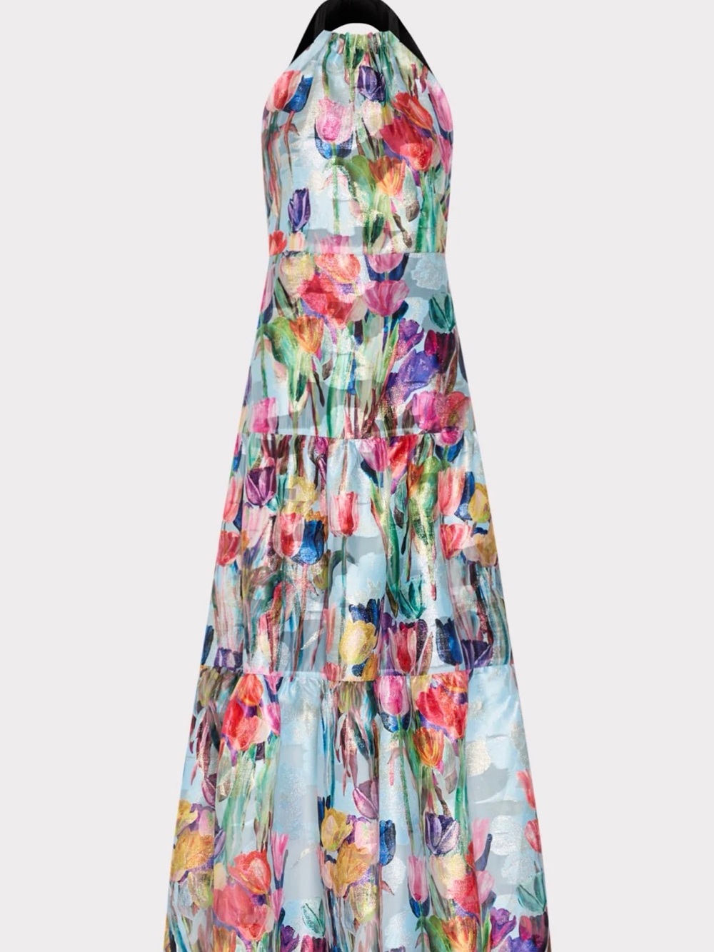 Milly Multicolor Floral Halter Maxi Dress in Light Blue